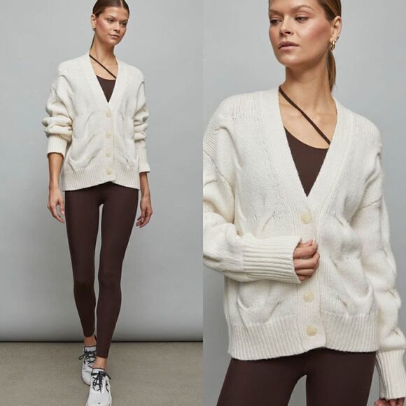 CARBON38 Chunky Button-Front Cardigan Ivory - Picture 1 of 11